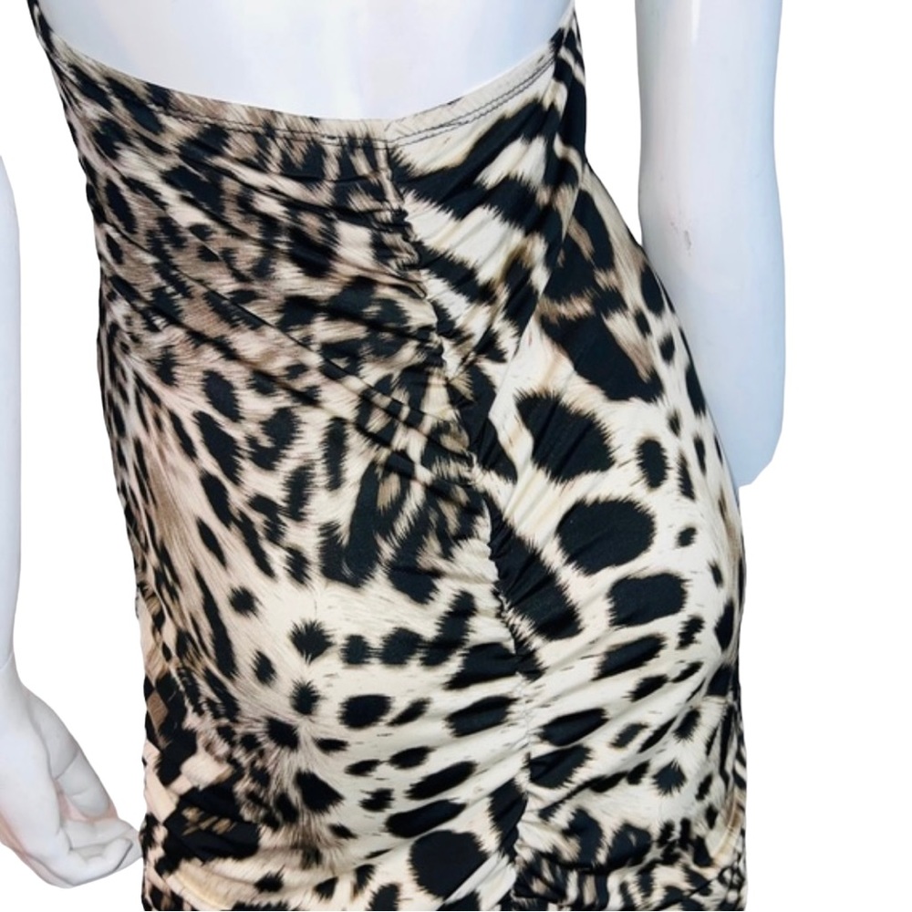Party 21 Leopard Print Snake Medallion Bodycon Brown & Cream Halter Midi Dress - Picture 8 of 10
